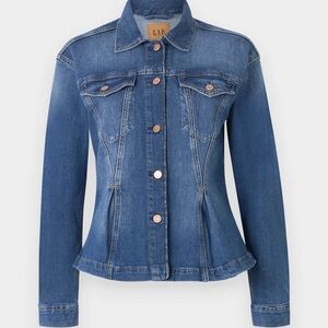GAP Blue Cinched Peplum Denim Jacket